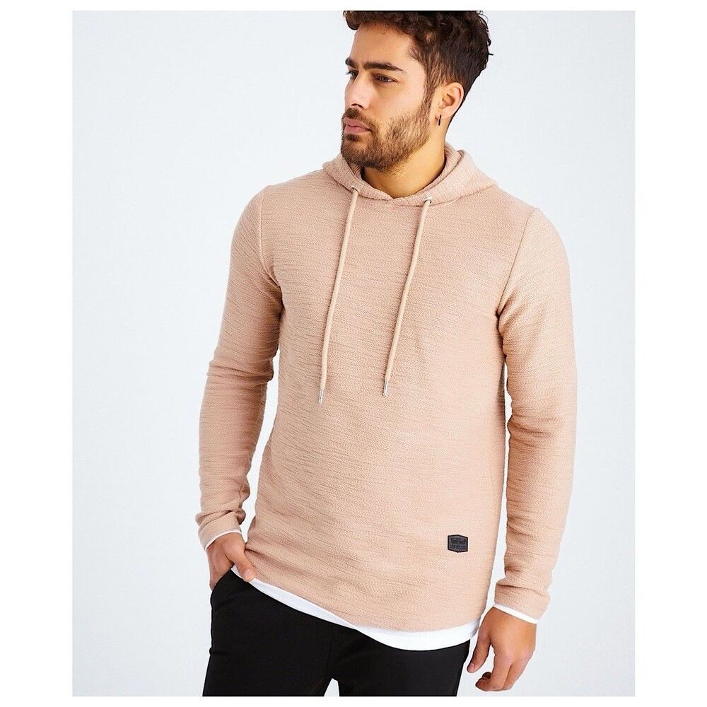 Leif Nelson Slim Fit‎ Pullover Hooded Sweatshirt Mens Sz XL Layered Detail